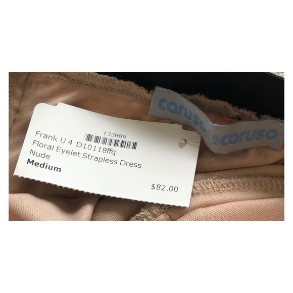 NWT Nude Floral Eyelet Strapless Lace Mini Dress - Picture 4 of 5